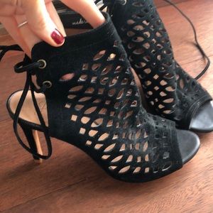 Joie black suede heels